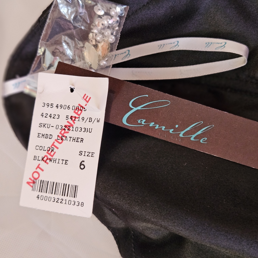 Camille La Vie Elegant Prom Dress. Black Leather Fitted Bodice, Tulle Skirt - Picture 8 of 8